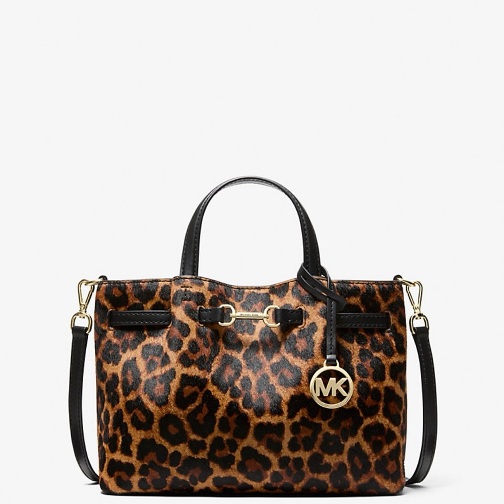 Michael Kors Small Carson Leopard Butterscotch Satchel
